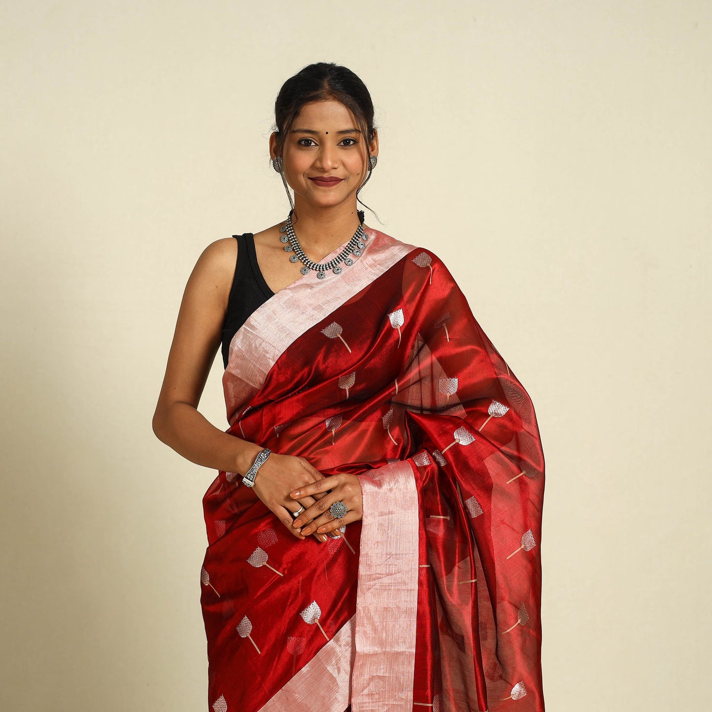 Buy Handloom Zari Work Chanderi Silk Saree