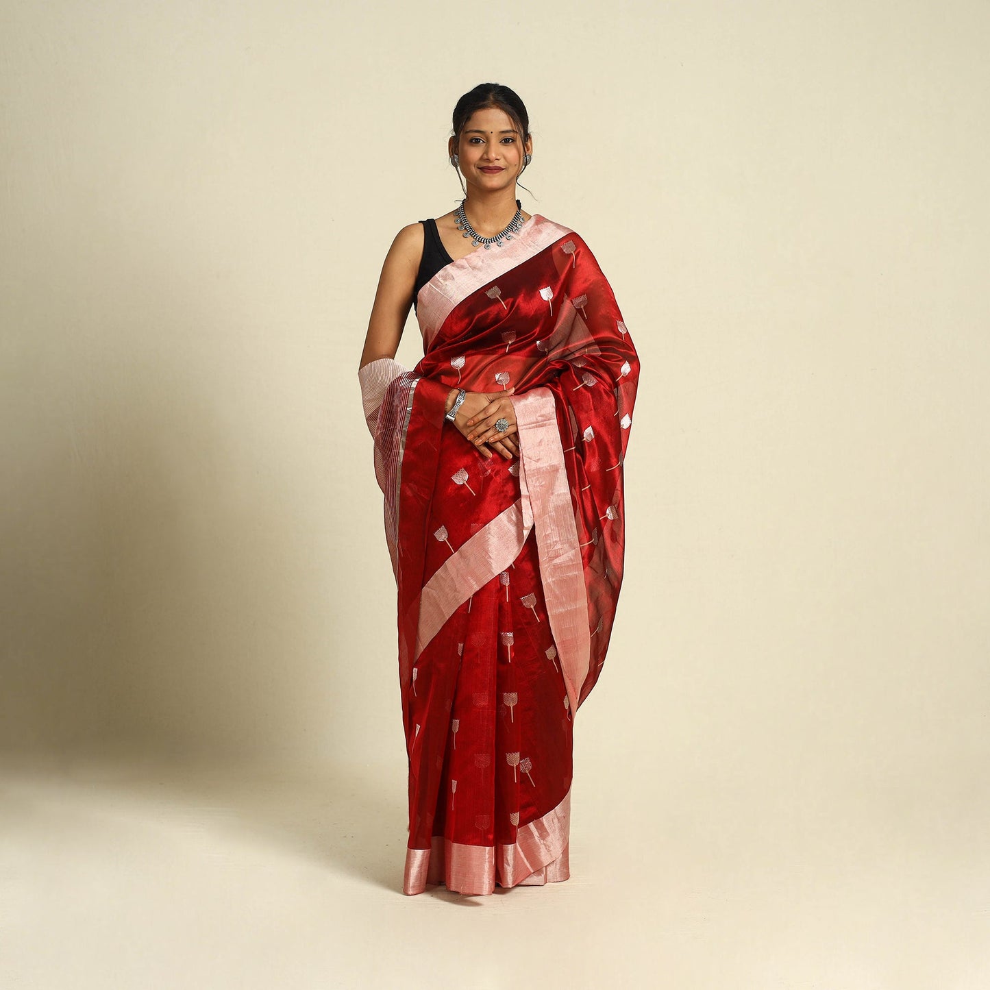 Buy Handloom Zari Work Chanderi Silk Saree