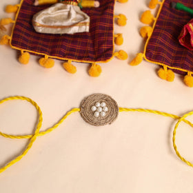  Handmade Bead & Mirror Work Jute Rakhi (Set of 2)