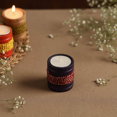  Handmade Bead Work Natural Bamboo Tealight Candle Holder Online in India l iTokri.com 