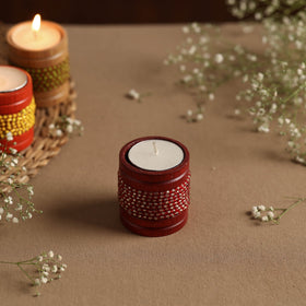  Handmade Bead Work Natural Bamboo Tealight Candle Holder Online in India l iTokri.com 