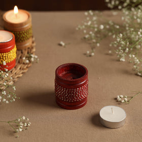  Handmade Bead Work Natural Bamboo Tealight Candle Holder Online in India l iTokri.com 