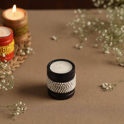  Handmade Bead Work Natural Bamboo Tealight Candle Holder Online in India l iTokri.com 