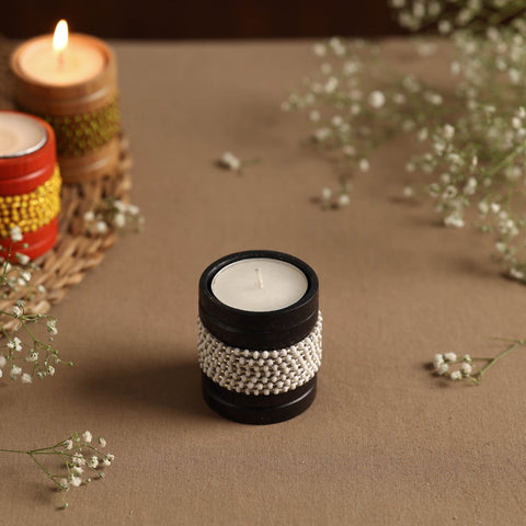  Handmade Bead Work Natural Bamboo Tealight Candle Holder Online in India l iTokri.com 