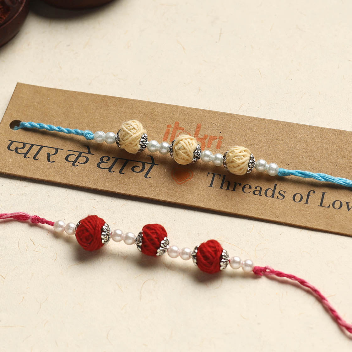 Handmade Bead Work Rakhi (Assorted Set of 2)