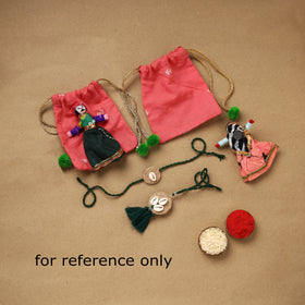 Handmade beads shell work rakhi & lumba set 118