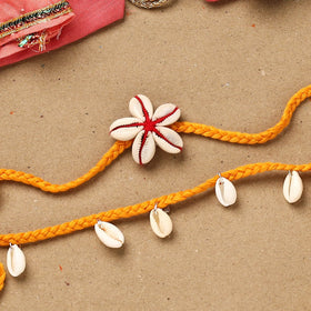 Handmade beads shell work rakhi & lumba set 100