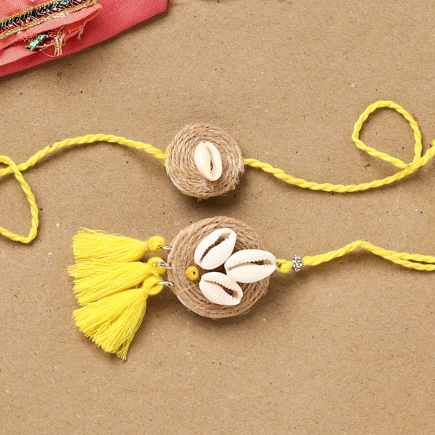 Handmade beads shell work rakhi & lumba set 102