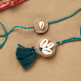 Handmade beads shell work rakhi & lumba set 104