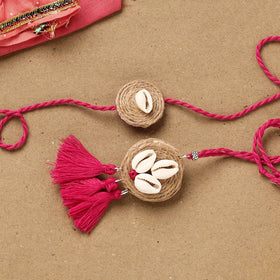 Handmade beads shell work rakhi & lumba set 105