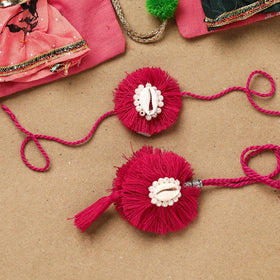 Handmade beads shell work rakhi & lumba set 109