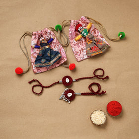 Handmade beads shell work rakhi & lumba set 131