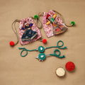 Handmade beads shell work rakhi & lumba set 132