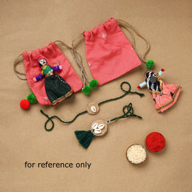 Handmade beads shell work rakhi & lumba set 132