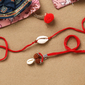 Handmade beads shell work rakhi & lumba set 138