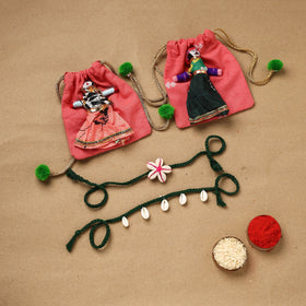 Handmade beads shell work rakhi & lumba set 97 - handcrafted