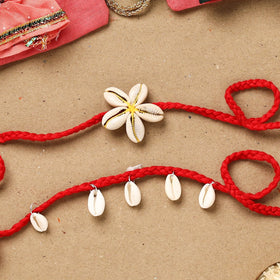 Handmade beads shell work rakhi & lumba set 98 - handcrafted