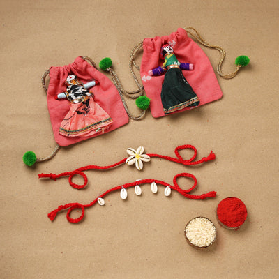 Handmade beads shell work rakhi & lumba set 98 - handcrafted
