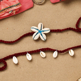 Handmade beads shell work rakhi & lumba set 99 - handcrafted