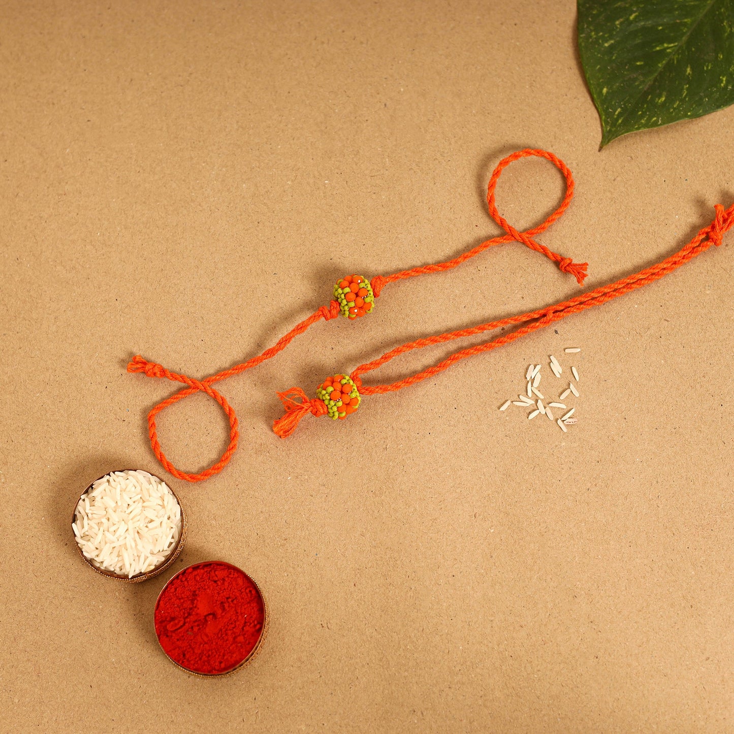 Handmade Beadwork Tutti Frutti Rakhi & Lumba Set