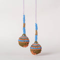  Handmade Blue and Orange Beadwork Latkan Tassels