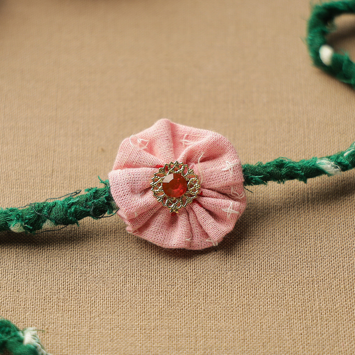  Handmade Brass & Stone Work Braided Rakhi 01 