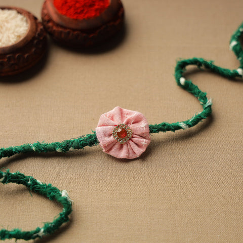  Handmade Brass & Stone Work Braided Rakhi 01 