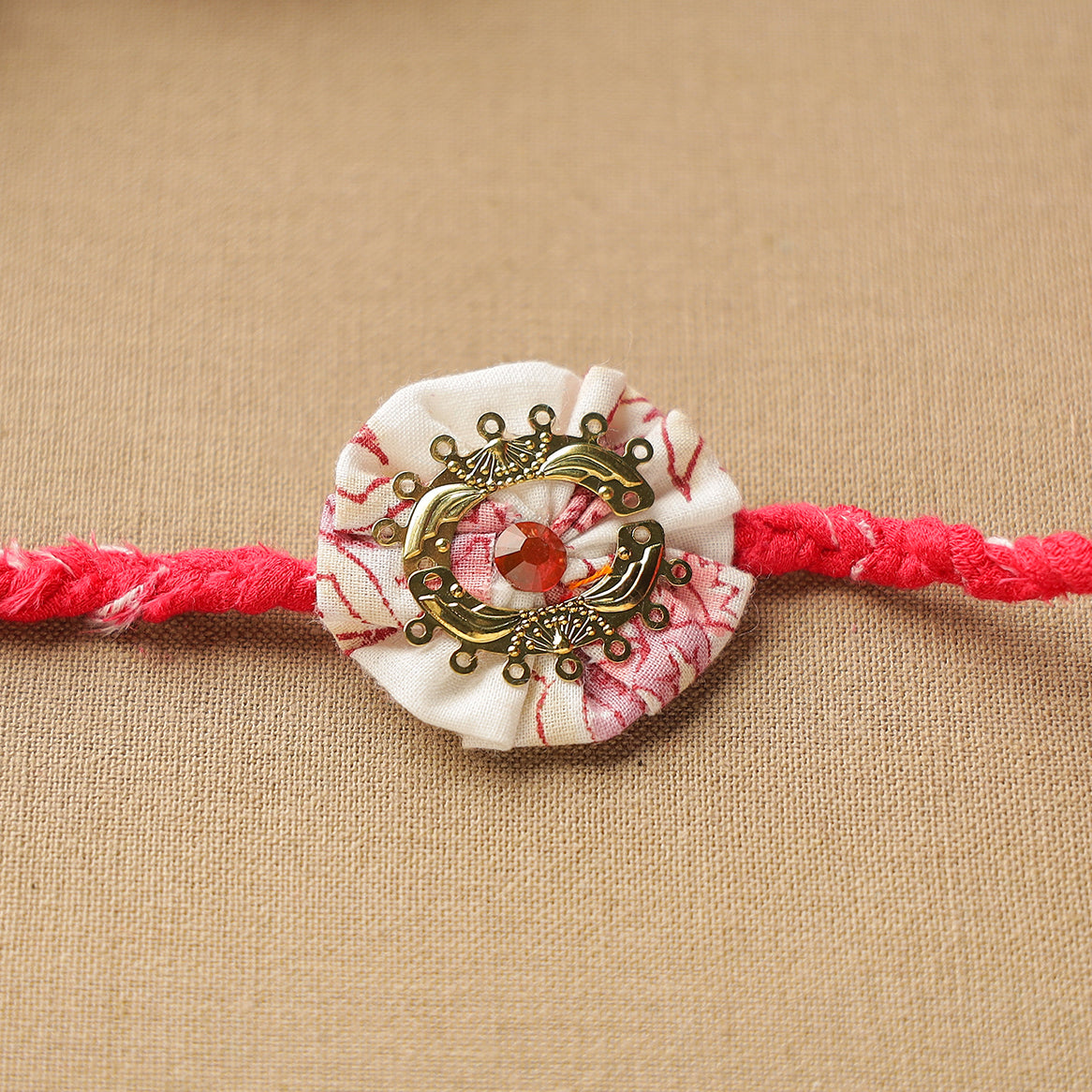  Handmade Brass & Stone Work Braided Rakhi 10 