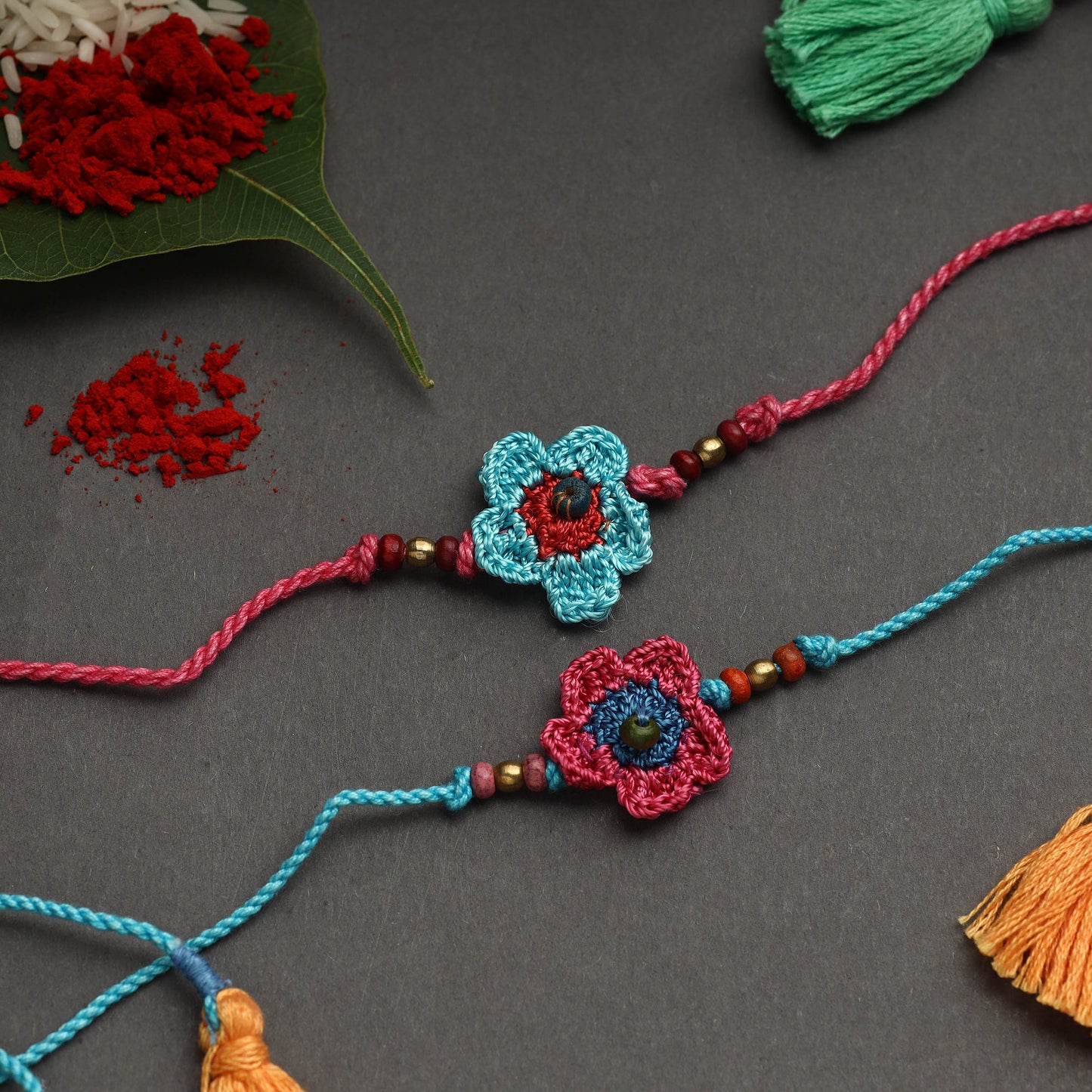 Handmade crochet rakhi by samoolam (set of 2) - handcrafted