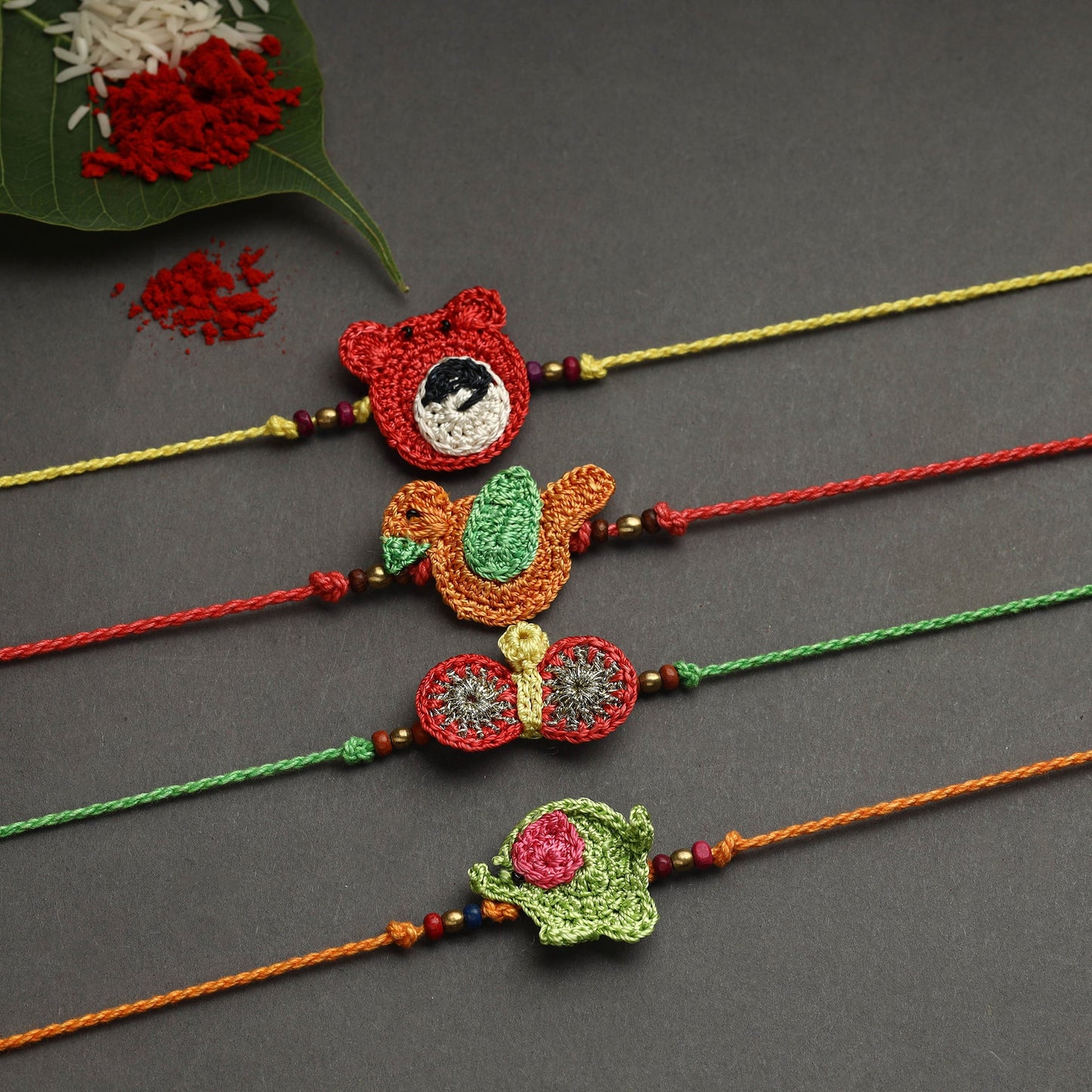 Handmade crochet rakhi by samoolam (set of 4) - handcrafted