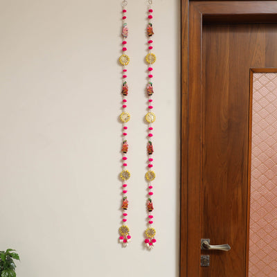  Handmade Diwali Wall Hanging with Bead & Gota Work (set of 2) 