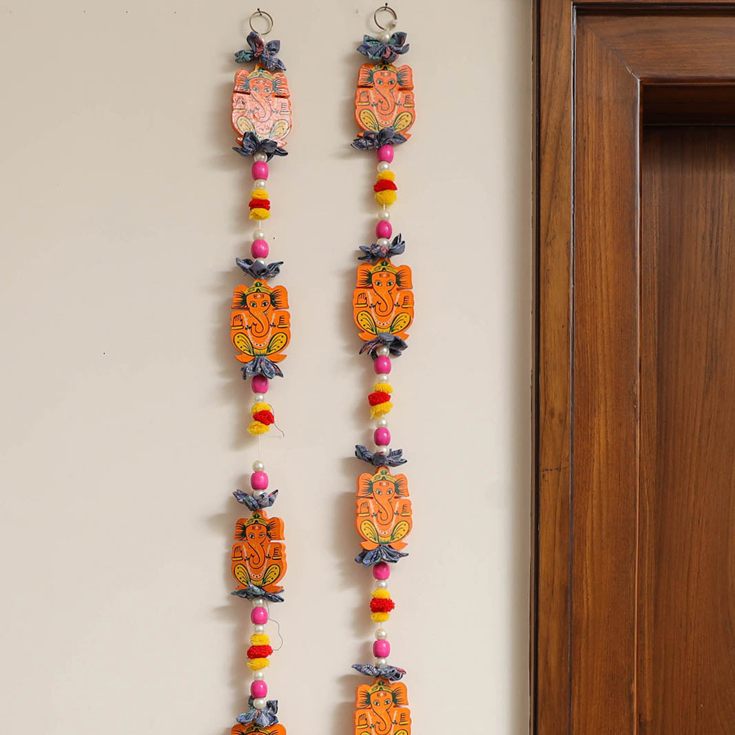  Handmade Diwali Wall Hanging with Bead Work (set of 2) 