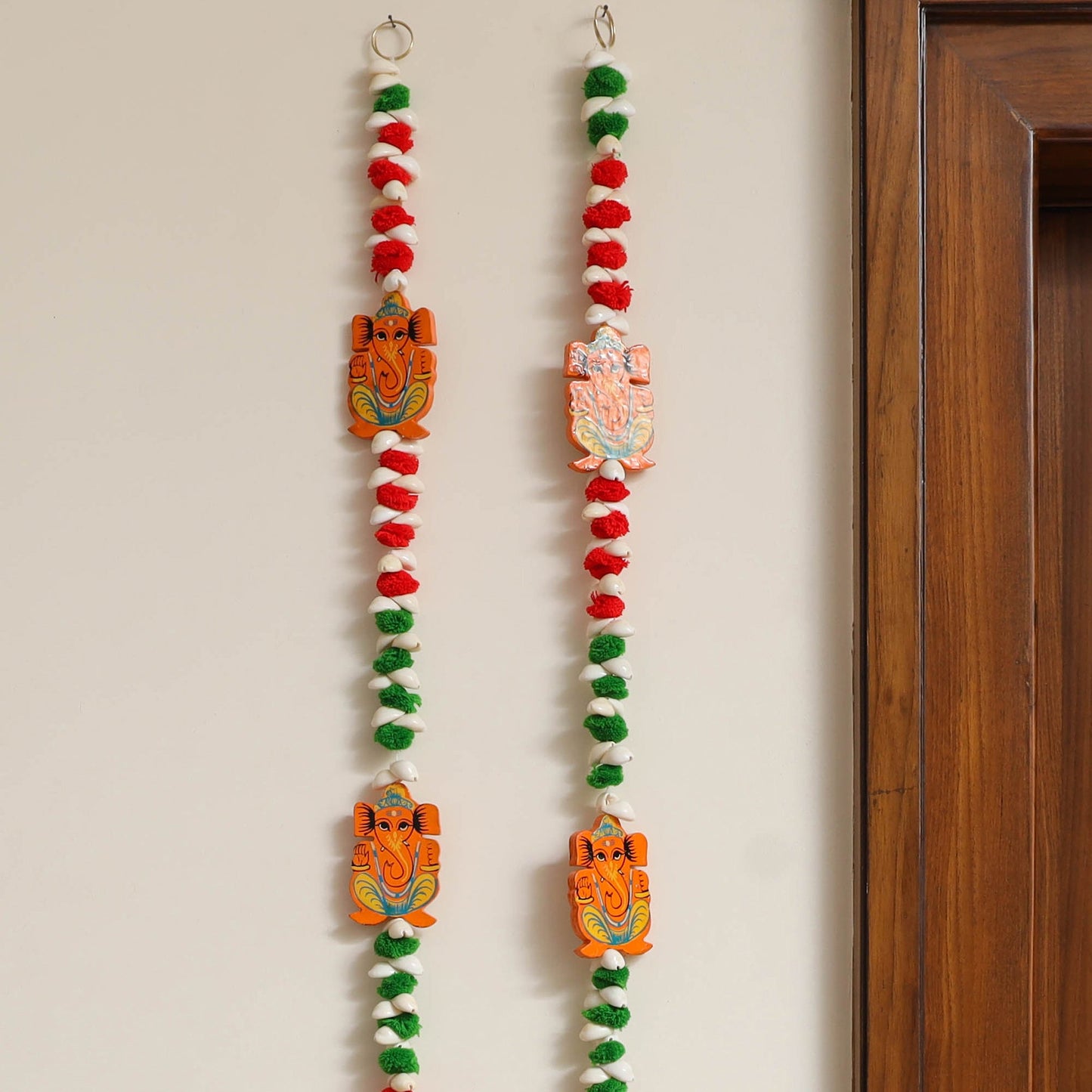  Handmade Diwali Wall Hanging with Shell Work (set of 2) 