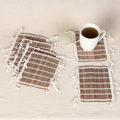  Handmade Eco-Friendly Cardamom Fiber Coasters (Set of 6) from Assam 