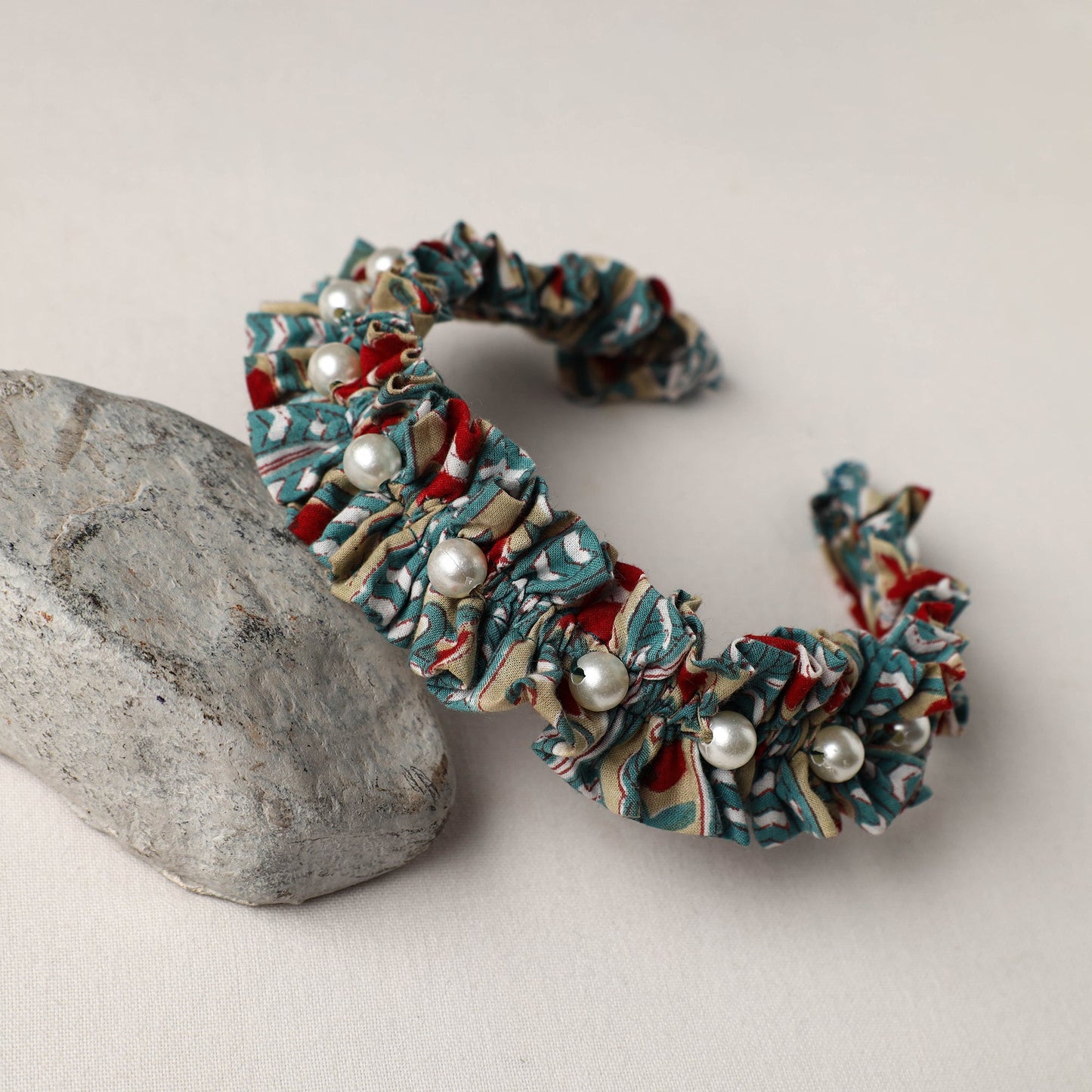  Handmade Fabart & Beadwork Hair Band