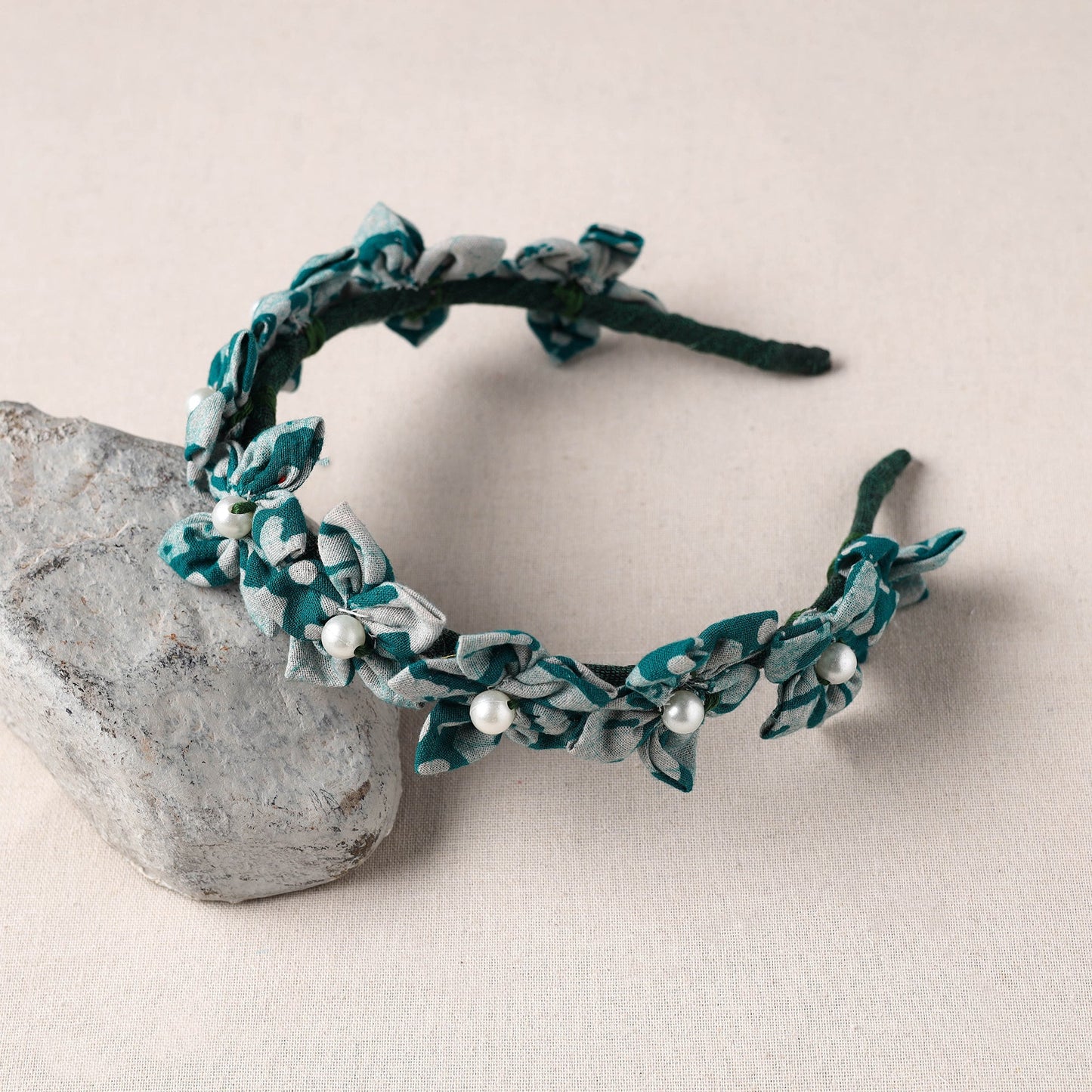  Handmade Fabart & Beadwork Hair Band 