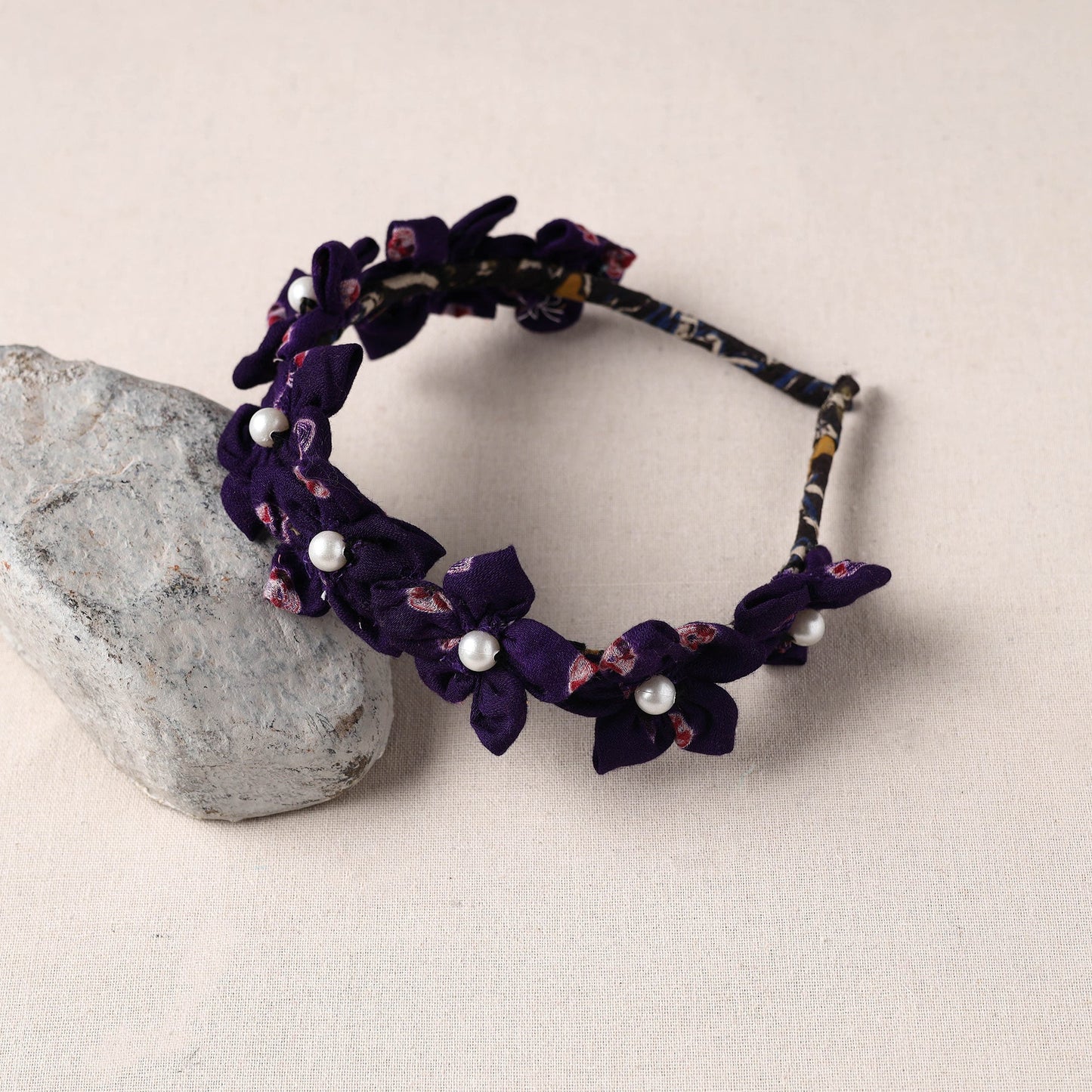  Handmade Fabart & Beadwork Hair Band 