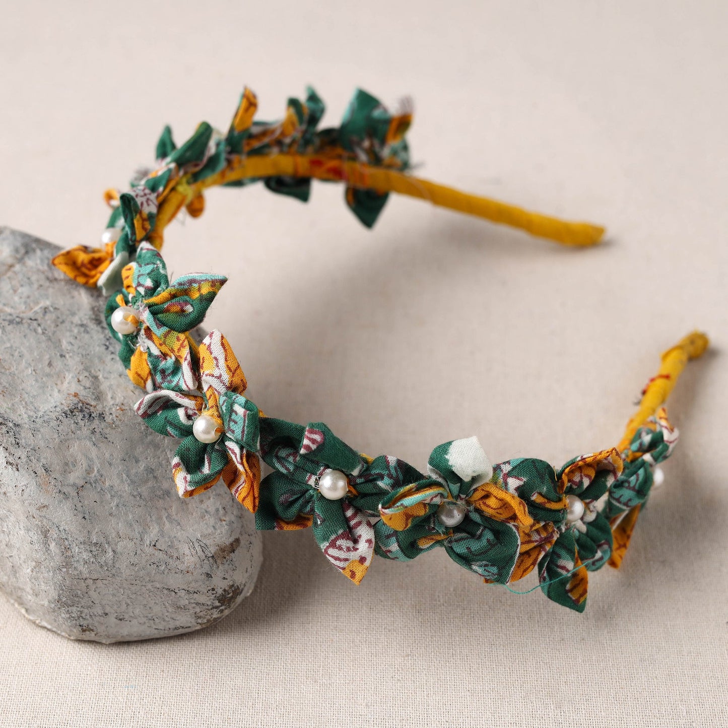  Handmade Fabart & Beadwork Hair Band 