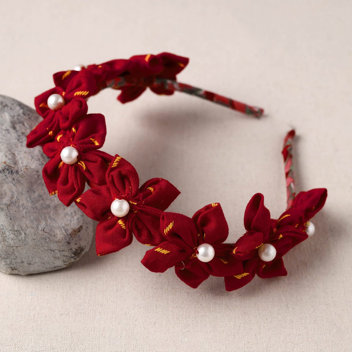  Handmade Fabart & Beadwork Hair Band 