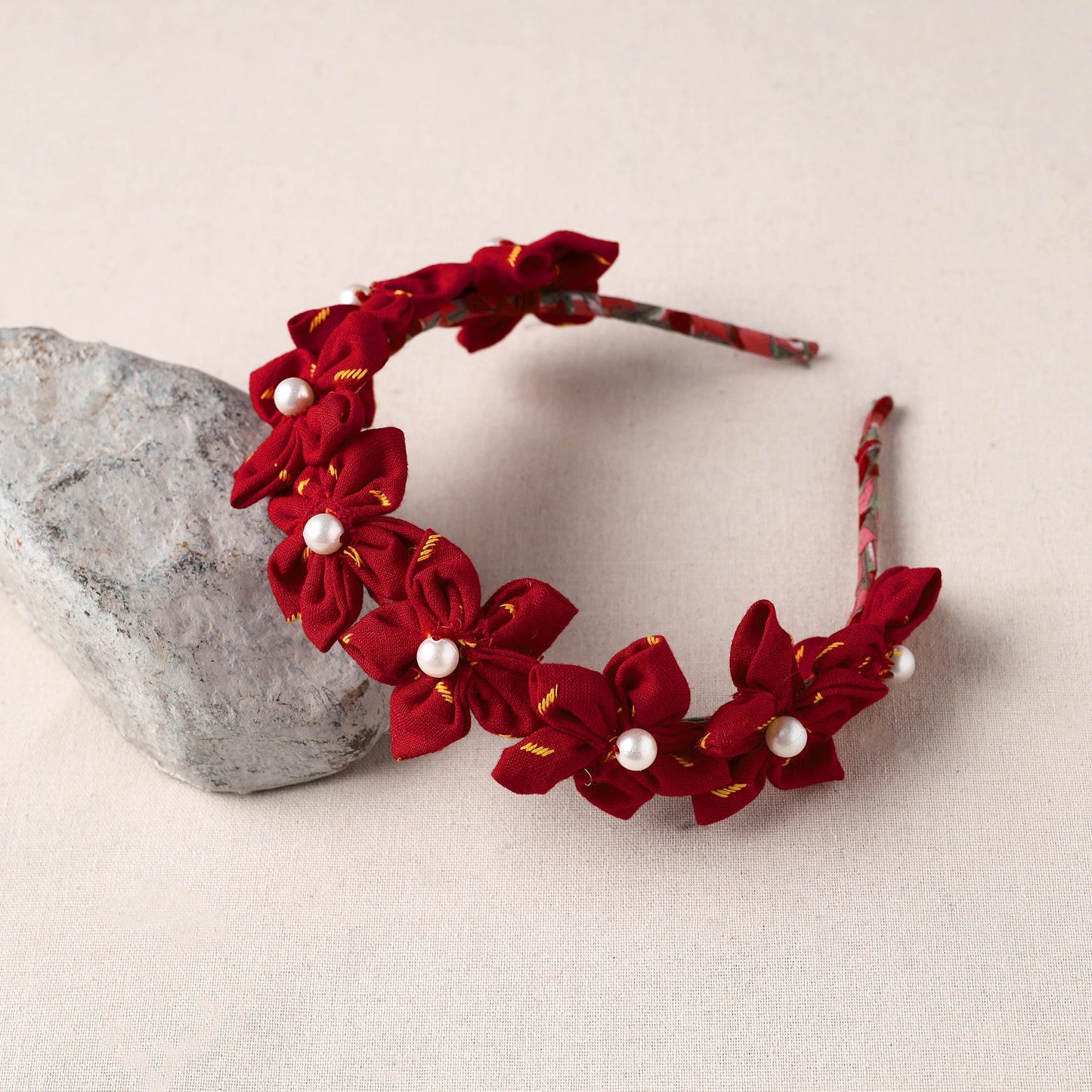  Handmade Fabart & Beadwork Hair Band 