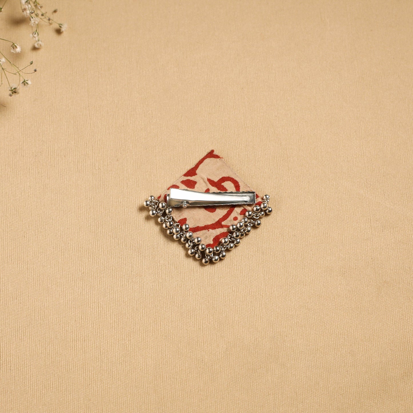 Handmade fabart ghungroo work hair clip 01 - handcrafted