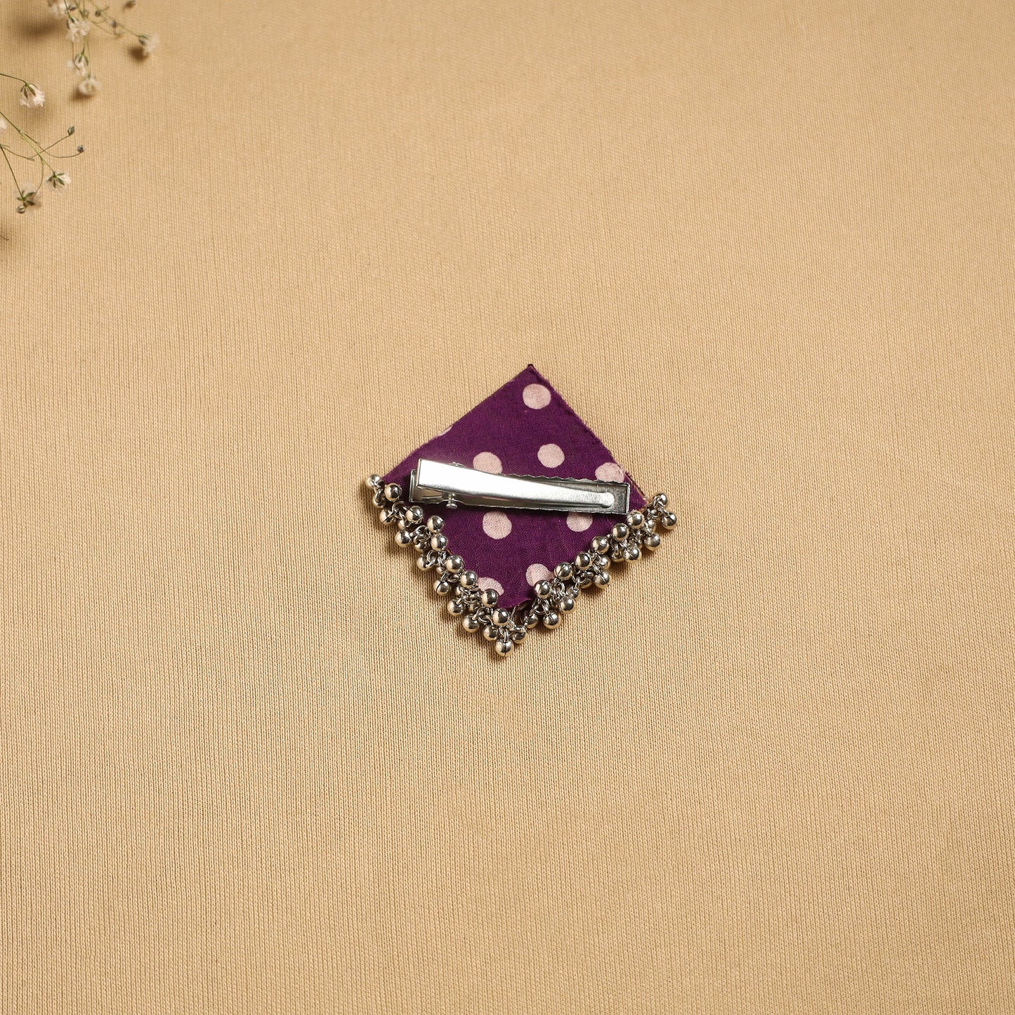 Handmade fabart ghungroo work hair clip 02 - handcrafted