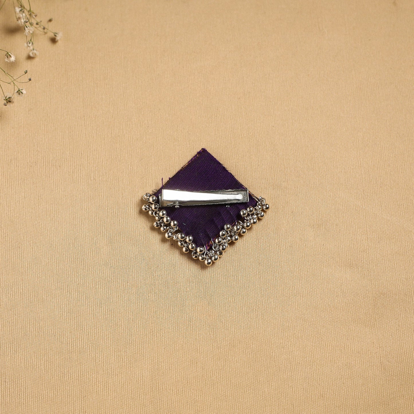 Handmade fabart ghungroo work hair clip 03 - handcrafted