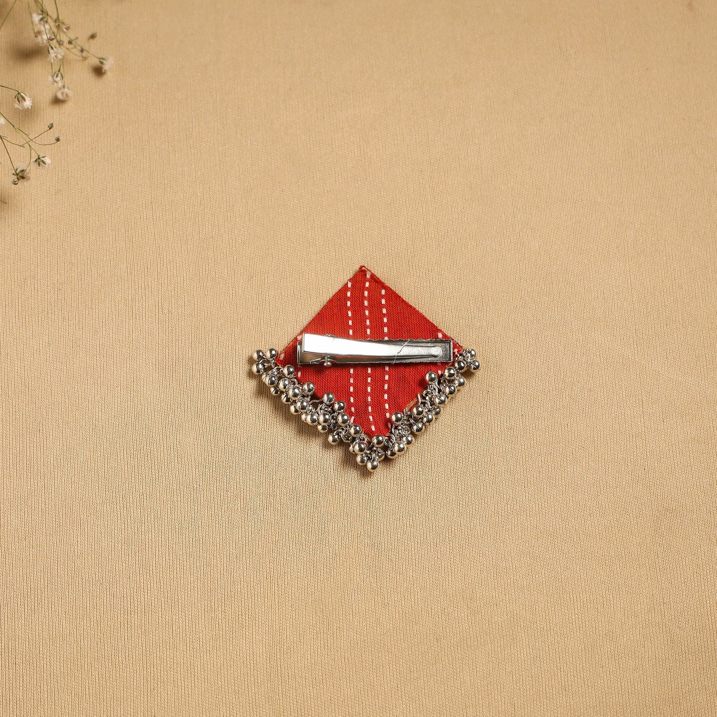 Handmade fabart ghungroo work hair clip 04 - handcrafted