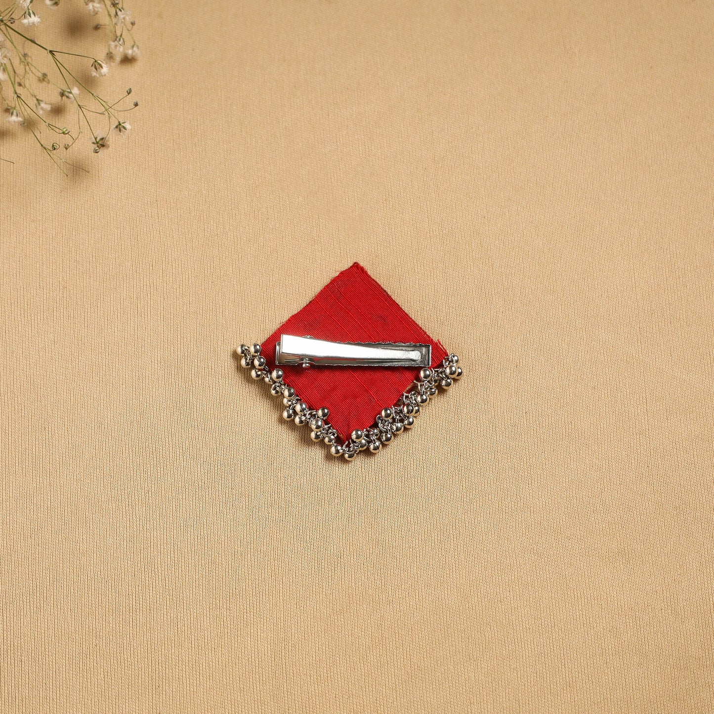 Handmade fabart ghungroo work hair clip 08 - handcrafted