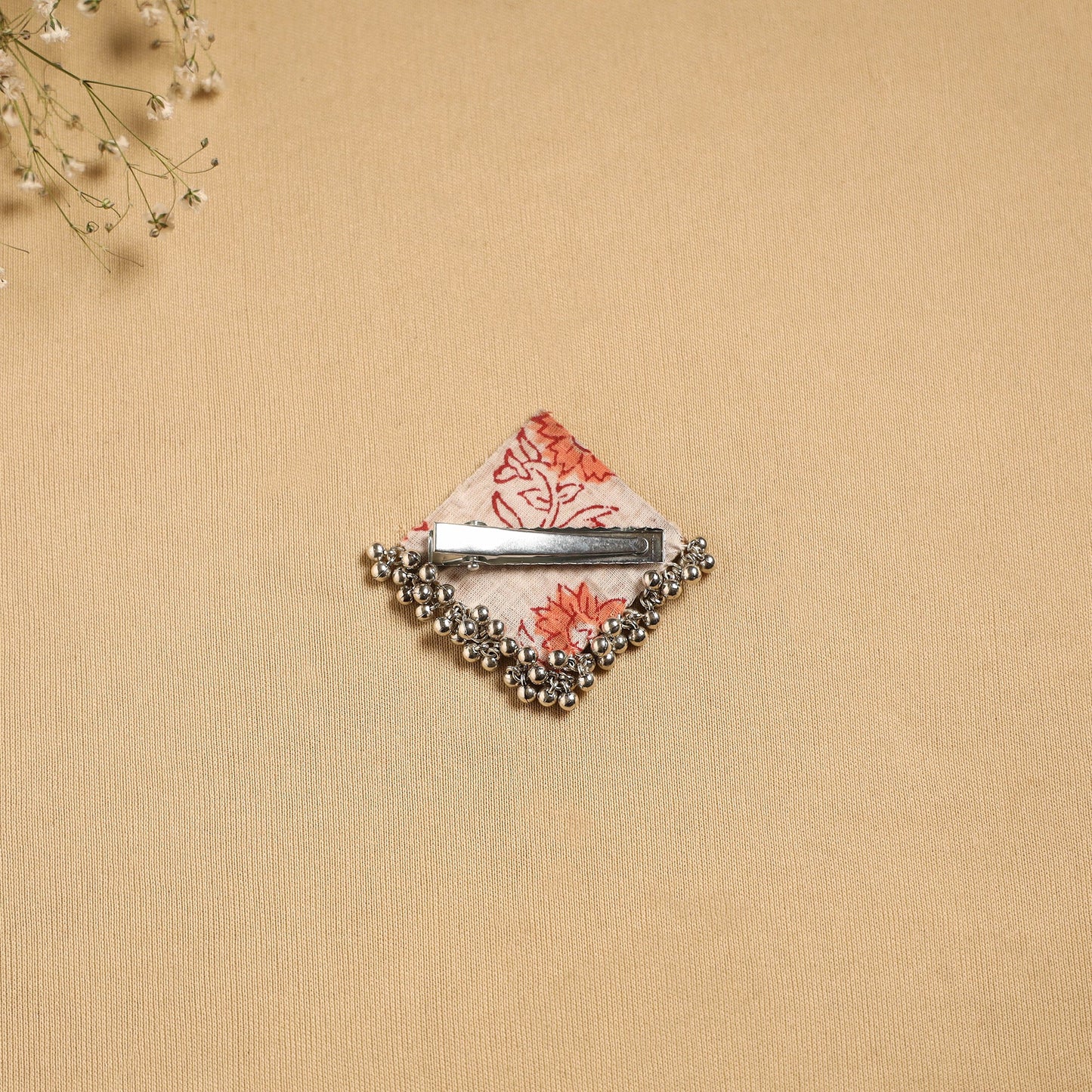 Handmade fabart ghungroo work hair clip 09 - handcrafted