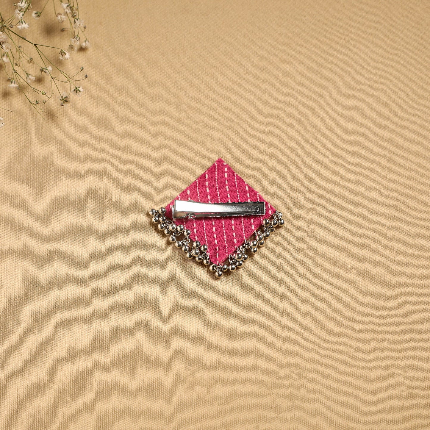 Handmade fabart ghungroo work hair clip 11 - handcrafted