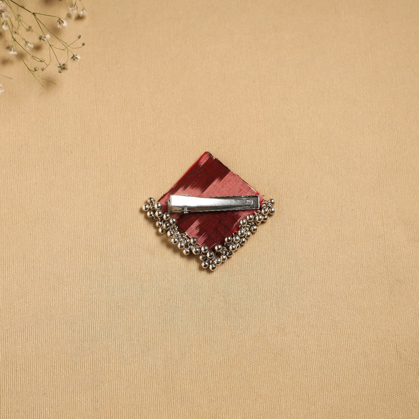 Handmade fabart ghungroo work hair clip 12 - handcrafted