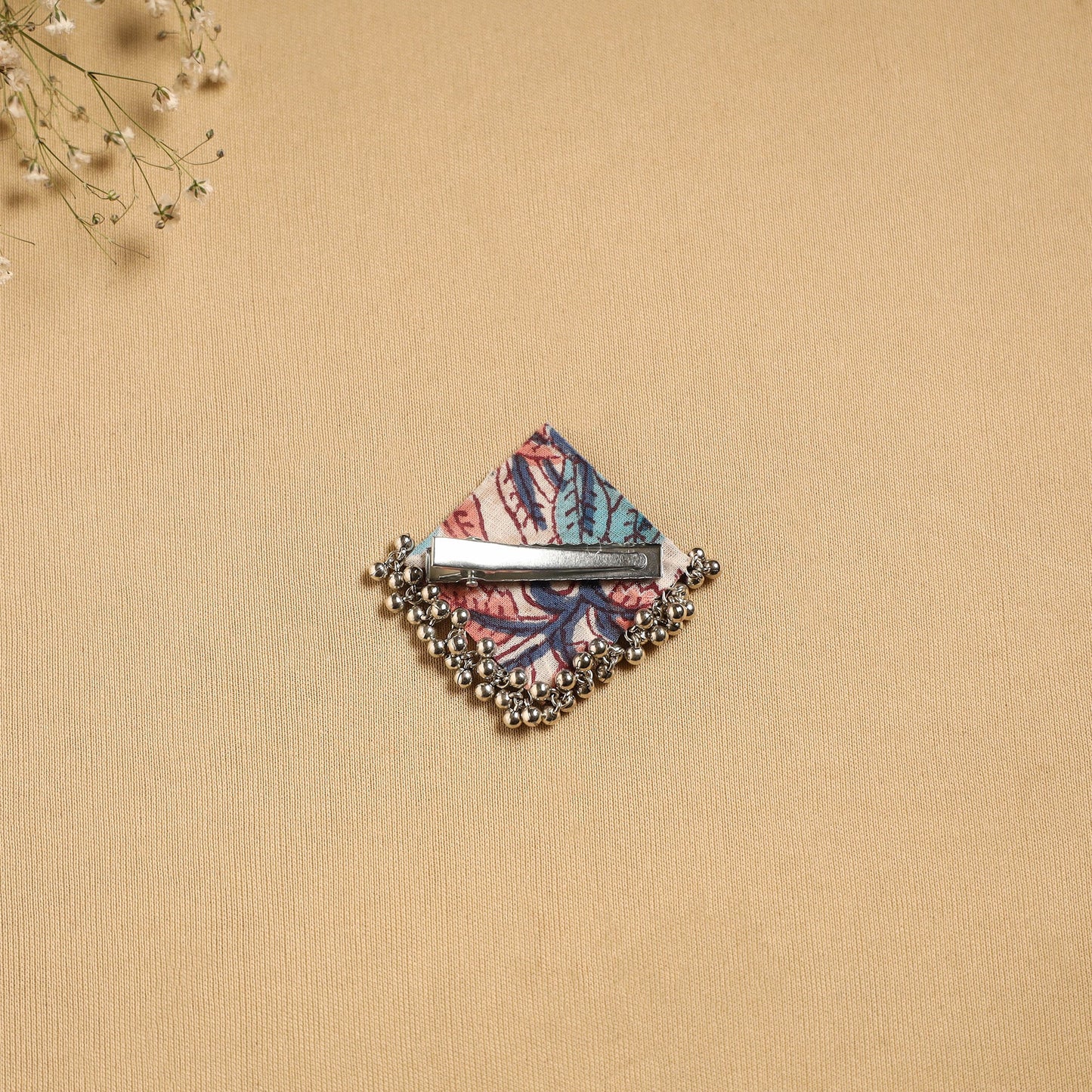 Handmade fabart ghungroo work hair clip 14 - handcrafted