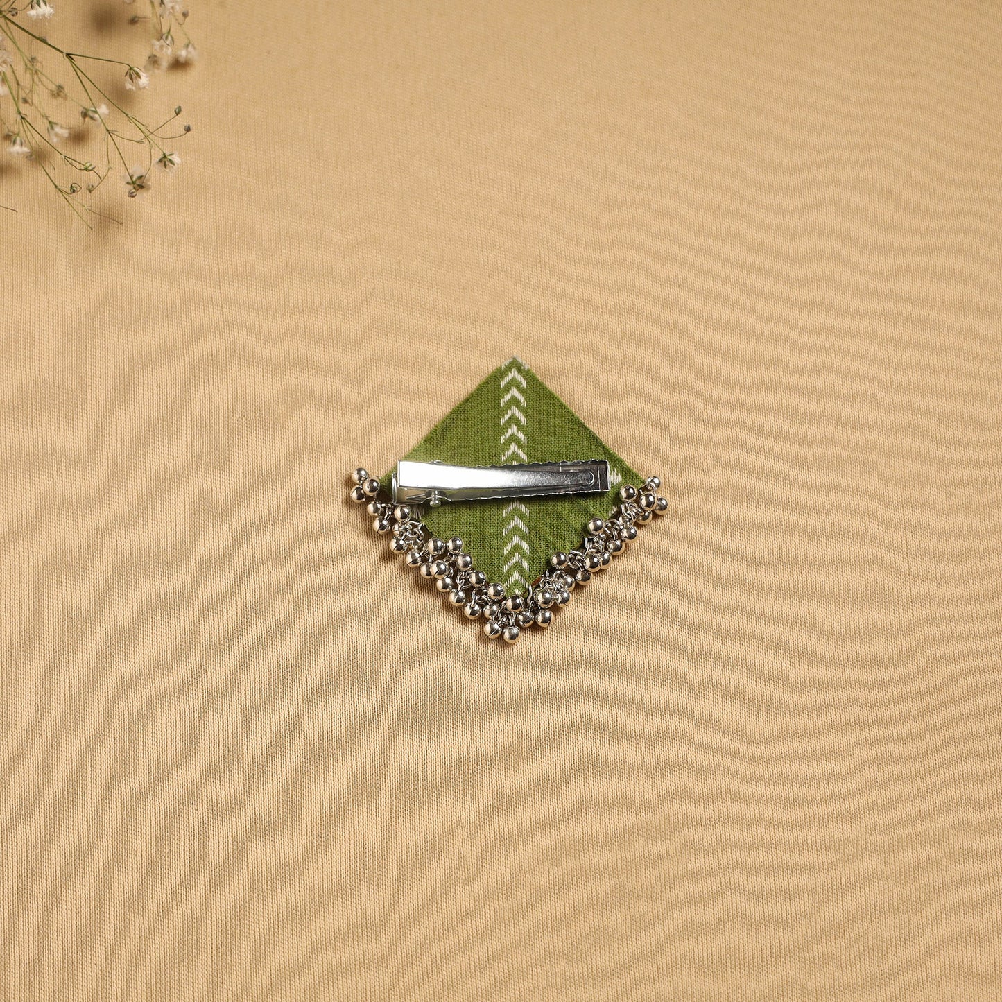 Handmade fabart ghungroo work hair clip 15 - handcrafted